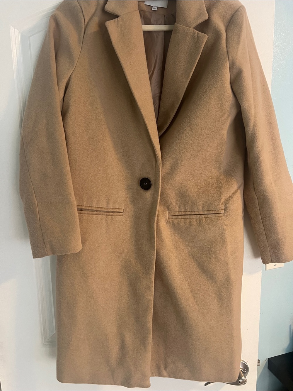 Fashion Nova Camel Single-Button Long Trench Coat